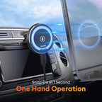 CD Slot Magnetic Car Mount Charger Work for iPhone 17 16-12, 3X Stable on Bumpy Roads, 99% Car/Truck-Approved, Wireless Charging Holder with 3M Dash Sticker, No Air Vent Block(QC3.0 Adapter)