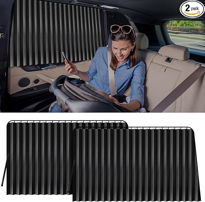 XCBYT Car Window Shades - 2 Pack Car Privacy Curtain 99% Block Light Magnetic Sun Shade for Baby Privacy Protection Keep Cool in Summer Insulate Heat and UV for Sleep Camping Breastfeeding