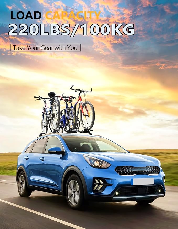 Tuyoung 220lbs Lockable Roof Rack Cross Bars Compatible with KIA NIRO 2017 2018 2019 2020 2021 2022, Heavy Duty Aluminum Roof Rails Crossbars Cargo Bars Canoe Snowboard Rooftop Black Carrier Luggage