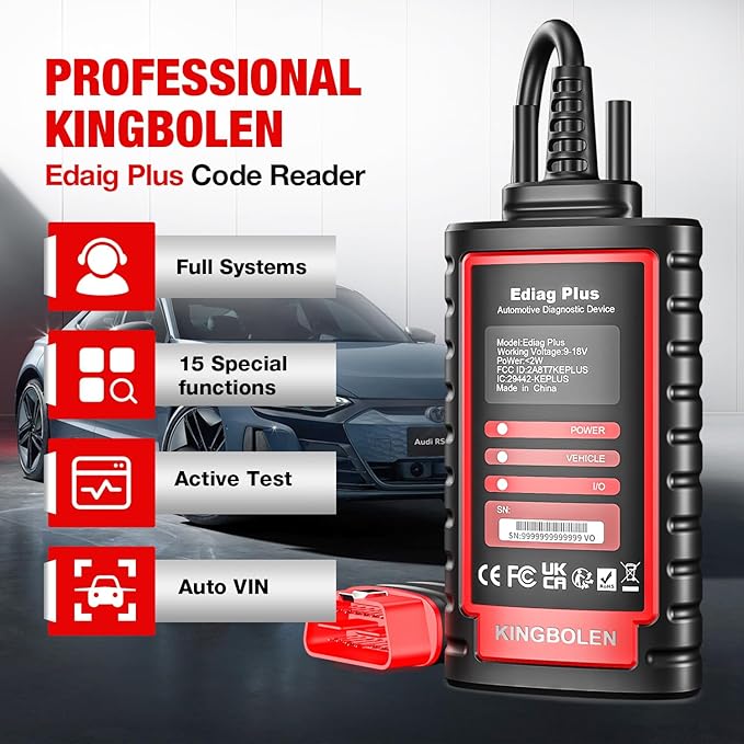 KINGBOLEN Ediag Plus Bluetooth Scanner, All System Bidirectional Test OBD2 Diagnostic Scanner for iOS & Android with CANFD