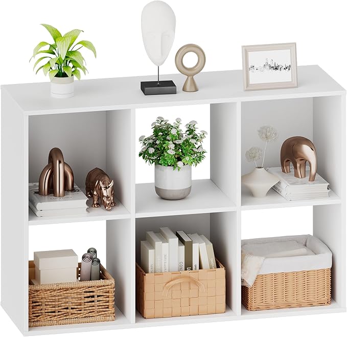 Sweetcrispy 6 Cube Storage Organizer - Open Cube Bookshelf with 3 Removable Back Panels, Display Storage Bookcase for Living 