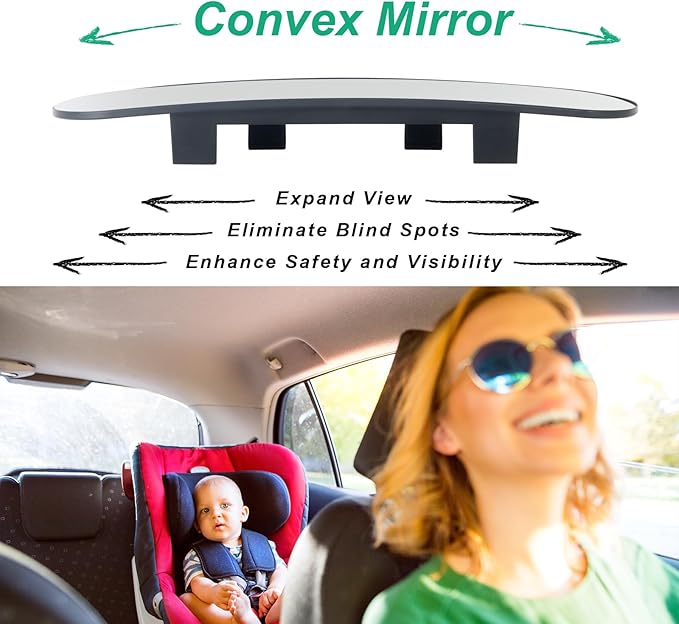 Rear View Mirror for Car,11.8" Convex Panoramic Wide Angel View Mirrors Extender,Rounded Corner Design,Universal Clip on Interior Rearview Mirror for Truck Car and SUV (White)