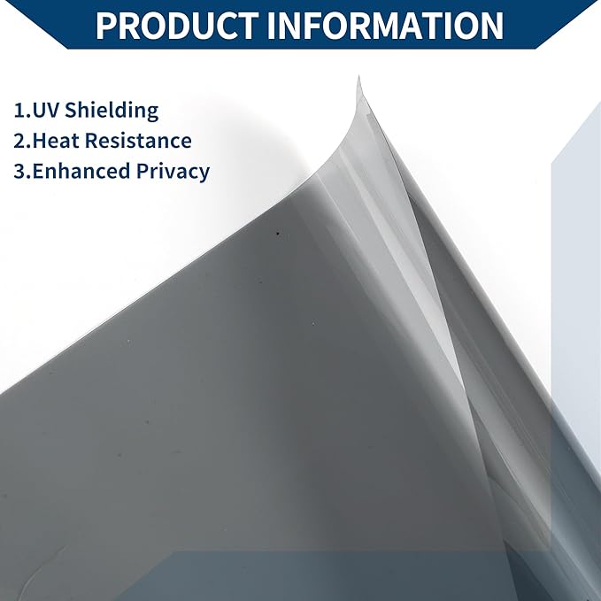 Car Window Tint Film Window Privacy Film Car Carbon 2PLY PET 9.84 ft x 29.92 Inch 1 Pc Black VLT 50% IRR 32% UVR 95%