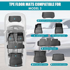 6PCS All Weather Floor Mats for 2024 2025 Tesla Model 3 Highland, 3D TPE Protection Floor Liners Cargo Liner and Cargo Trunk Mats Accessories Front Rear Cargo Mat Full Set (2024 Model 3 Highland)