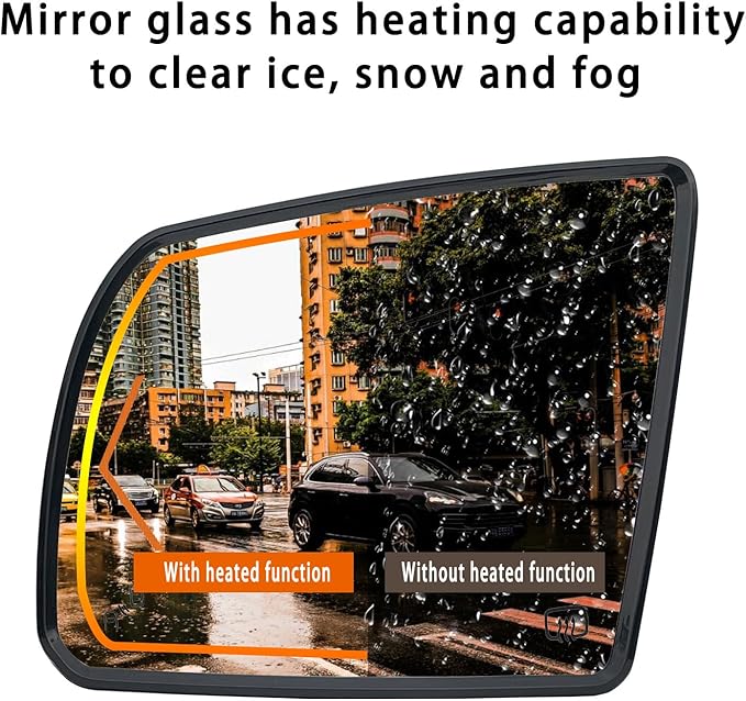 Driver Side Heated Turn Signal Blind Spot Detection Mirror Glass Replacement For 2008-2017 Toyota Sequoia 2007-2020 Toyota Tundra - Side Mirror With Rear Holder