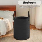 JMvicyroam Large Woven Laundry Basket Hamper,80L Cotton Rope Storage Bin for Blankets,Toys and Clothes,Decorative Tall Nurser