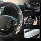 KAFEEK Microfiber Leather Leopard Steering Wheel Cover, Spliced Patchwork Design for Comfort Grip, Universal 15 inch, Breatha