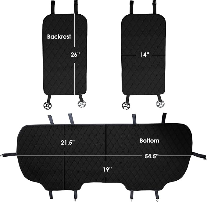 FH Group Car Seat Cushion Rear Set Black Faux Leather Automotive Seat Cushions - Universal Fit, Rear Car Seat Cushions With N