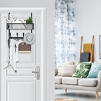 Kaiferty Over The Door Hooks Organizer,Over Door Hanger Towel Rack Mesh Basket with 12 Hooks,Back of Door Storage Organizer f