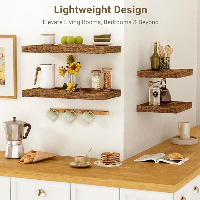 Vivelove 10 Inch Deep Floating Shelves 16 inch Long, 16 x 10 Wide Wall Shelves with Invisible Brackets, for Bedroom Bathroom 