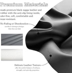 Black Gray Car Steering Wheel Cover, Nappa Leather, Bottom Color Blocking, Universal 14.5-15 Inch Leather Anti-Slip Breathabl