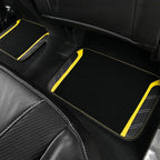 CAR PASS Leather Steering Wheel Cover and Waterproof Car Floor Mats,Microfiber Universal Car Combo Fit for 95% Sedan SUV Van 