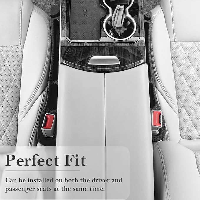 Car Seat Gap Filler 2 Pack with Organizer Hook & Emergency Glass Breaker Prevent Small Items & Tools from Falling Ultimate Seat Side Gap Fits Cars, SUVs, Trucks & Sedans
