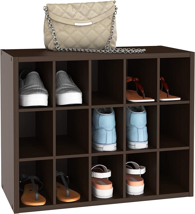 ClosetMaid 15 Cube Stackable Storage Organizer for Shoes, Bags, Crafts, Hobbies with Wood Shelves, for Closet, Entryway or Mu