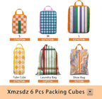 6 Pcs Compression Packing Cubes, Packing Cubes for Travel, Waterproof Luggage Organizer Bags Set, Cute Packaging Cubes for Wo