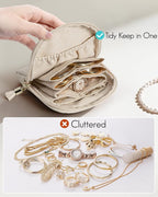 VLANDO Small Jewelry Travel Case,Jewelry Pouch Bags with Zipper,Velvet Jewelry Organizer Storage Bag for Bracelet Rings Earri
