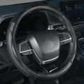 KAFEEK 15 Inch Genuine Top-Grain Leather Steering Wheel Cover, Anti-Slip Diamond Grid Texture, Breathable Cowhide Car Steerin
