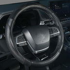 KAFEEK 15 Inch Genuine Top-Grain Leather Steering Wheel Cover, Anti-Slip Diamond Grid Texture, Breathable Cowhide Car Steerin