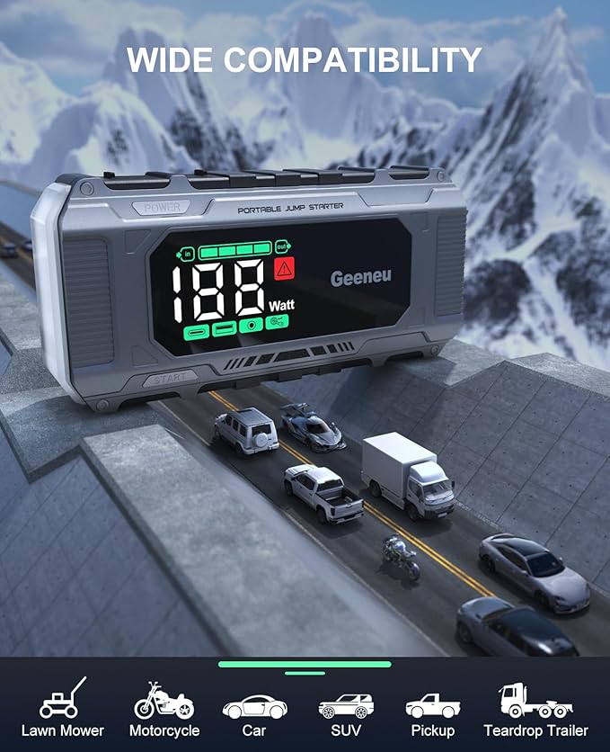Car Battery Charger Jump Starter, 8000A Portable Jumper Starter with PD 65W Quick Charger, Jump Box 12V Battery Booster