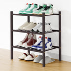 Smiry Shoe Rack, 3 Tier Small Bamboo Shoe Organizer, Stackable Free Standing Wooden Shoe Storage Shelf for Closet, Entryway, 