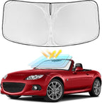 for Mazda MX-5 Miata Convertible 2016-2025 Windshield Sun Shade-4 Layers Car Sunshades for Front Windows Shade Custom Fit MX-5 Sun Visor 250T Retractable Shade Blocks UV Rays Car Accessories