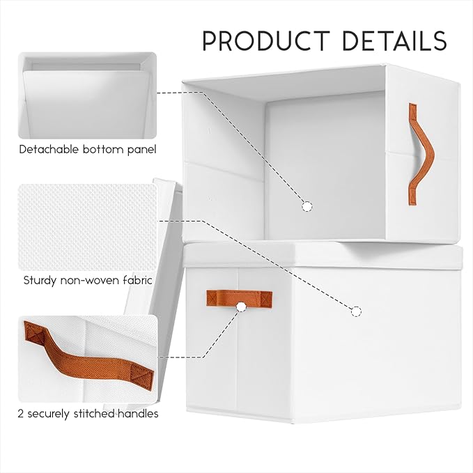 Homsorout Storage Bins with Lids - Large Fabric Closet Bins with Lid, 5 Pack Clothes Organizers and Storage, Collapsible Stac