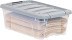 Amazon Basics Plastic Storage Containers with Secure Latching Lids, Stackable Organization Bins for Organizing, Clear/Grey, 1