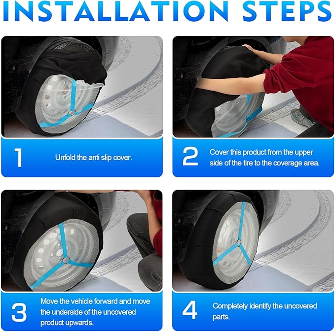 K-Musculo Snow Socks for Tires, Snow Socks Snow Chain for Car SUV Pickup Easy to Use, Ultimate Grip, Washable.100 KM Safely I