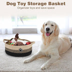 Optish Dog Toy Easter Basket, Toy Box and Bin for Dog Cat Storage, 13.5" X 11" X 5" Small Woven Rope Basket for Baby Storage,