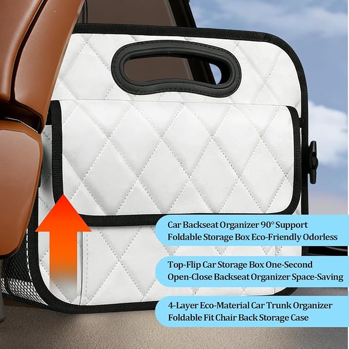 Car Trunk Organizer, Collapsible Sturdy Multi-Compartment Vehicle Cargo Storage Bag, Removable Automotive Trunk Organization