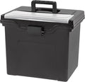 IRIS USA File Box with Lid File Organizer for Letter File w/Organizer-Lid, Plastic Mobile Filing Organizer, Water Resistant D