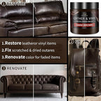 Leather Recoloring Balm with 100ml Mink Oil, Dark Brown Leather Repair Kit and Scratch Remover for Furniture, Car Seats, Sofa