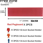 FREE ZONE Bit Organizer Set (Red) – 158-Hole Bit Storage – 1/4" Hex Bits & Drive Bits Adapter Storage – Toolbox Storage (Tool