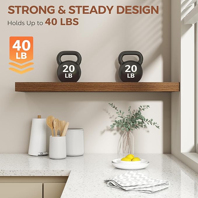 Dreamland 36 Inch Floating Shelves for Wall,8 Inch Deep Floating Shelves,36" W x 8" D Wall Shelves for Bedroom,Living Room,Ki