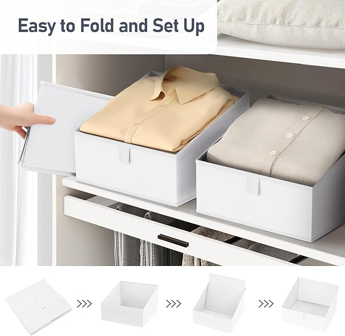 DIMJ Closet Storage Bins 10 Pack - Fabric Storage Baskets for Shelves, Collapsible Clothes Organizer, Trapezoid Shelf Organiz