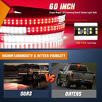 Nilight 60 Inch Truck Tailgate Strobe Light Strip Tail Emergency Bar Rear Window Warning Lamp Ultra-Bright Double Row 360 LED for Pickup Trailers Construction Vehicles Car SUV, Red White