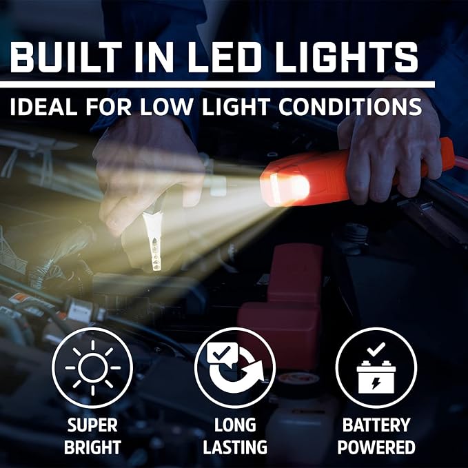 Energizer Jumper Cables for Car Battery with Built-in LED Lights, Heavy Duty Automotive Booster Cables for Jump Starting Dead or Weak Batteries - Carrying Bag Included (25-Feet (1-Gauge)