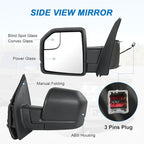 JDMSPEED Left Driver Side View Mirror Compatible with 2015-2020 Ford F150 with Blind Spot Glass Power Black Without Turn Sign