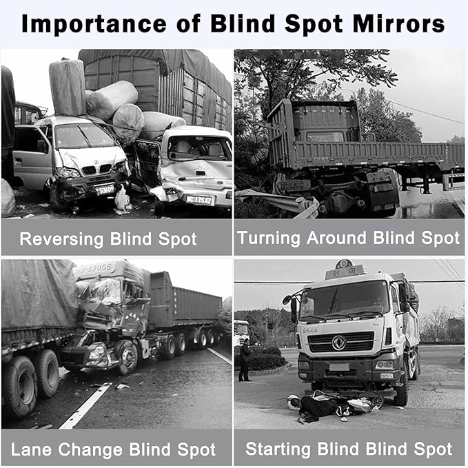 2Pcs Large Stick-on Blind Spot Car Mirror, 3.75 Inch Non-Adjustable Big Round Convex Rear View Mirrors, HD Glass Blindspot Convex Rearview Mirror for Car, an, SUV and Trucks