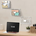 YBING Wall File Organizer White 6 Pack Mesh Hanging File Holder Organizer Metal Wire Mail Organizer Wall Mounted Office Paper