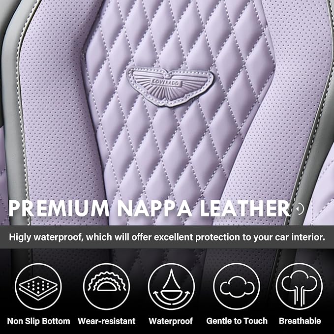 Coverado Leather Seat Covers 2 Seats, Car Seat Covers Front Seats, Purple Car Seat Cover 2 Pack, Front Car Seat Covers, Car S