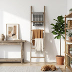 Blanket Ladder 76in Wooden Ladder Shelf Living Room Bathroom Bedroom Decorative Wall Leaning Farmhouse Quilt Display Holder R