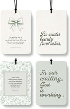 Green Christian Car Air Freshener 4 Pcs, Coquette Bow Floral Religious Hanging Air Freshener for Cars Closet Drawer Books, Cu