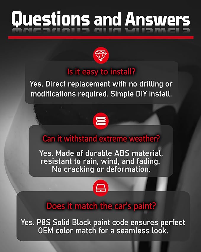Side Mirror Caps Cover Compatible with Tesla Model 3 2017 2018 2019 2020 2021 2022 2023 2024 2025 Gloss Black Mirror Covers