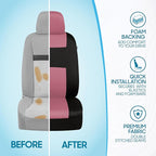 BDK PolyPro Car Seat Covers Full Set in Pink on Black, Front and Rear Split Bench Seat Covers for Cars, Easy to Install Car S