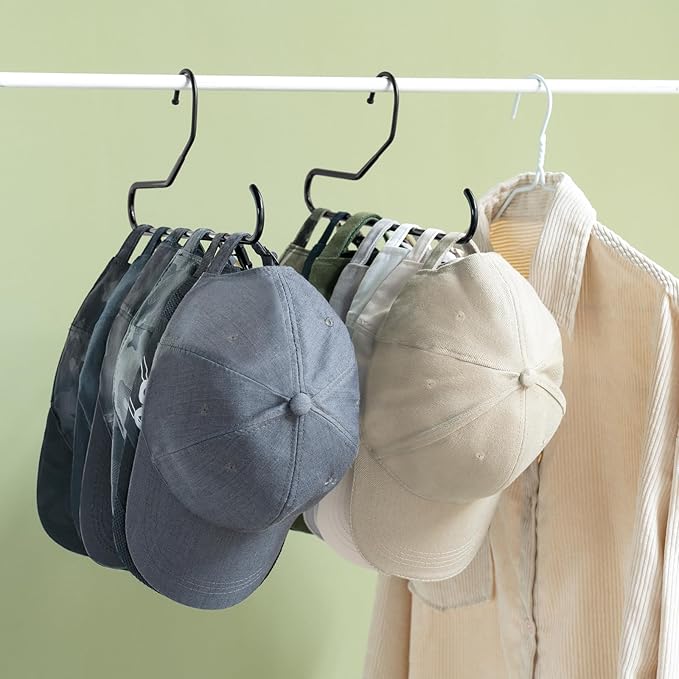Mkono Hat Organizer for Baseball Caps Metal Hat Rack for Closet Hat Hangers Baseball Cap Holder Hat Storage Organizer Holds 4