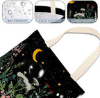 IRADA Car Trash Bag Hanging No Snap Small Garbage Bag for Car Back Seat Cute Printed One-Handed Strap Trash Bags Car Accessories-Wildflowers-Black Car Trash Bags
