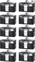 TAILI Extra Large Moving Bags, 10 Pack Black Heavy Duty Totes For Storage with Visible Window, Wrap Around Handles, Storage B