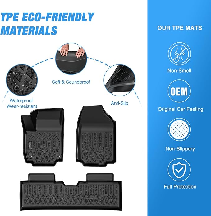 Nilight TPE Floor Mats for Chevy Equinox GMC Terrain (Fuel Model Only) 2025 2026 All Weather Custom Fit Heavy Duty Floor Liners
