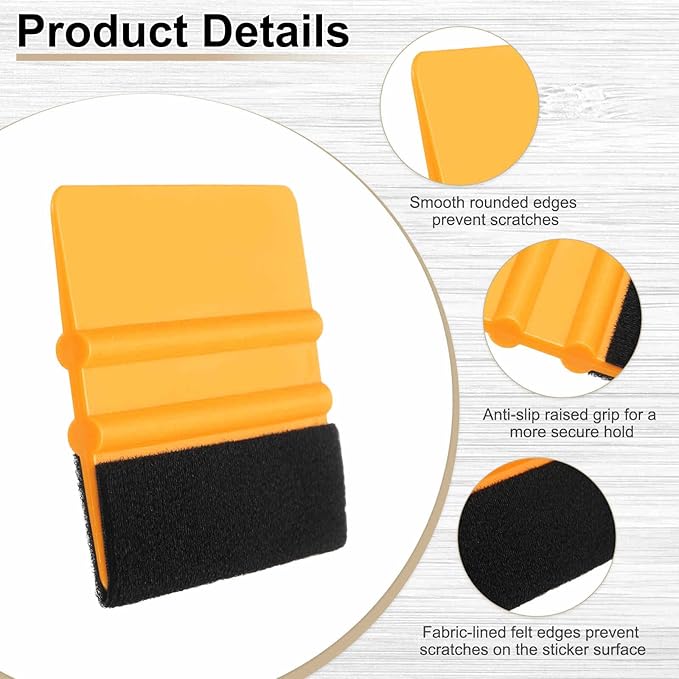 HARFINGTON 10pcs Car Vinyl Scraper 4inch Vinyl Squeegee Felt Edge Squeegee Tool for Car Window Tint Wallpaper Decal Sticker Installation Crafts Car Wrap Paste, Yellow